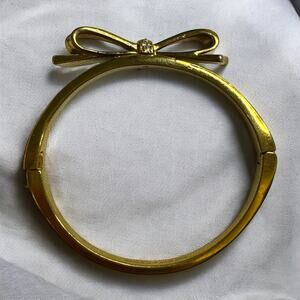 kate spade Gold Bow Rhinestone Hinged Bangle Bracelet
